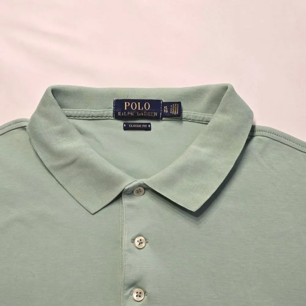 Polo Ralph Lauren Classic Fit Polo Shirt –‎ Size XL – Jade Green with Lilac Lo